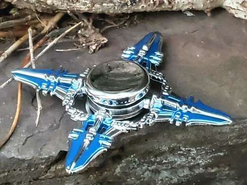 Cool Metal Silver Blue Fidget Spinner Toy Boys Girls Kids Adults ADHD Focus 👀 - Picture 6 of 12