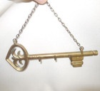 Scroll Solid Brass 3 Hook Skeleton Key Wall Hanging Key Holder