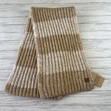 Frye and Co Womens Scarf Sparkle Mouline Striped Camel Tan White