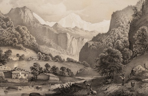 C. HEYN (1834-1906), Lauterbrunnental, Schweizer Alpen, Lithographie Romantik - Bild 3 von 5
