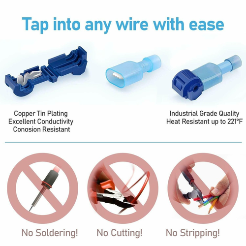 240PC Insulated 22-10 AWG T-Taps Quick Splice Wire Terminal Connectors Combo Kit - Picture 5 of 12