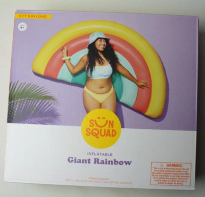 Sun Squad Inflatable Giant Rainbow Pool Float 5ft 8in *QUICK SHIP*