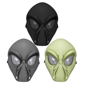 Child-Alien-Martian-Sci-Fi-Halloween-Costume-Mask-Accessory-Black-Gray-Green-Boy