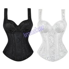 Steampunk Corset with Cup Lingerie Zipper Side Straps Overbust Corset Plus Size