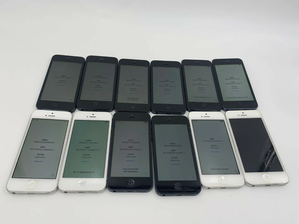 iPhone 5,1, A1428-A1429, 8 GB-16 GB de almacenamiento, blanco/gris espacial, 12 unidades, bloqueado Foto 2 de 4