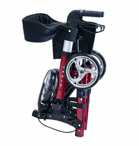 Antar Premium Rollator Leichtgewicht Rot 3 fach faltbar Rückengurt leicht Alu - Bild 3 von 3