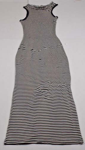 Maxikleid Vintage 90er Jahre Betsey Johnson schwarz weiß gestreift ultradünn seidig Gr. S/M - Bild 3 von 11