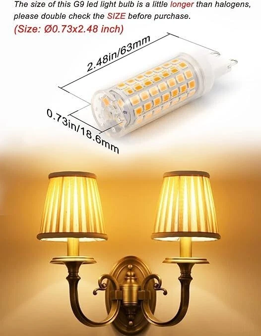 No Flicker G9 Led Bulbs Dimmable 6W White 4000-4500K,AC120V Dimmable 5pack - Image 2 of 4