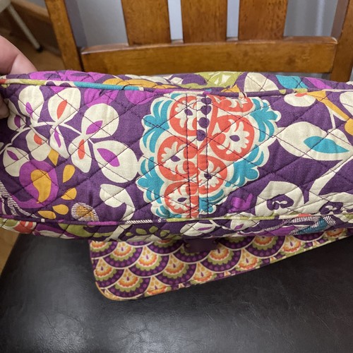 Vera Bradley Retired Messenger/Computer Bag Gray & Purple Floral Pattern - Picture 12 of 24