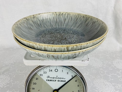 (2) Denby Halo Speckle Gray 8.5” Pasta Bowls Gorgeous Glaze Great Used Condition - Picture 11 of 11