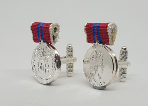 Historical cufflinks military Royal remembrance, QE II Coronation 1953 medals - Picture 4 of 7