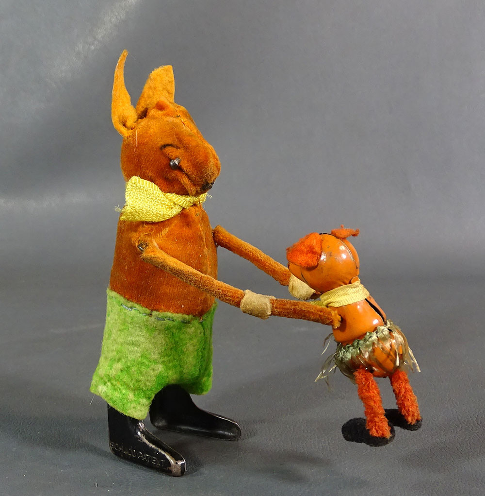 Década de 1930 alemán Schuco HOPSA bailando Fig. Acrobat Conejo Canguro Juguete De Estaño Wind Up Década de 1930 alemán Schuco HOPSA bailando Fig. Acrobat Conejo Canguro Juguete De Estaño Wind Up