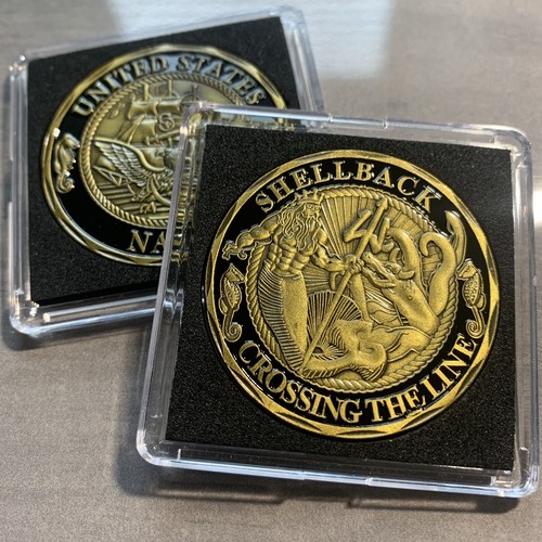 Shellback Corpo dei Marines degli Stati Uniti USN USMC Challenge Moneta BRONZO con CUSTODIA - Foto 16 di 16