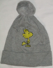 New Gap Peanuts Pom Pom Winter Hat Girls Size L XL Woodstock Grey Knit NWOT Cute