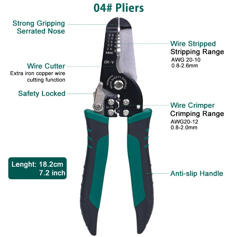 Multi tool Electrician Cable Wire Stripper Cutter Crimper Pliers Crimping Tool