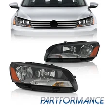 2Pc Left Right side Halogen Headlight w/Bulb For 2012-2015 Volkswagen Passat