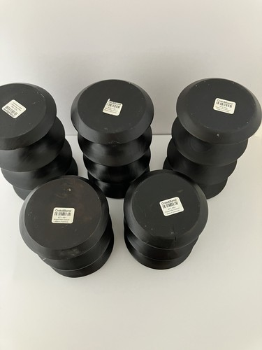 Crate & Barrel Lot of 5 Ridged Pillar Holders in SOLID WOOD Espresso Finish - Picture 5 of 12