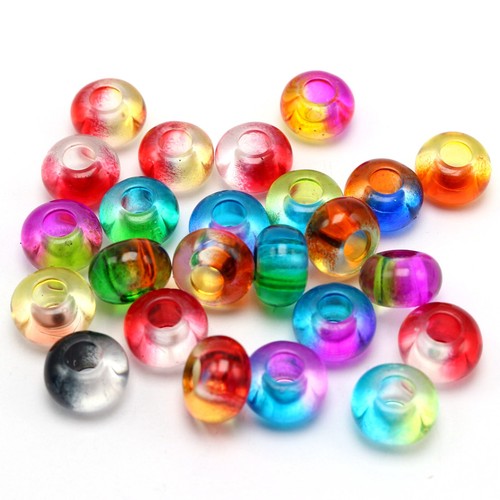 50 Mixed Two Colored Acrylic Rondelle Spacer Beads 14mm With Big Hole 5mm - Bild 2 von 7