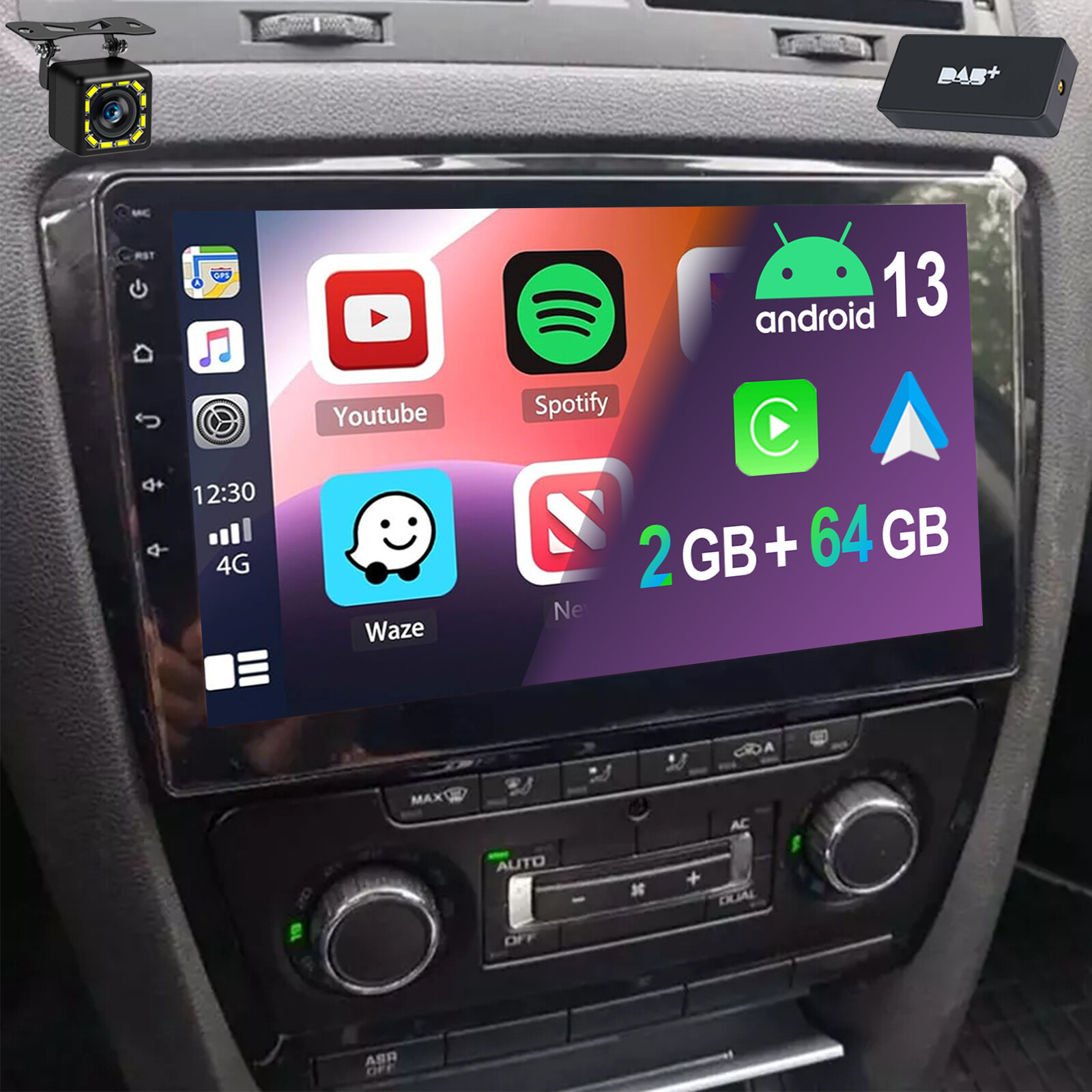 DAB Für Skoda Yeti 2009-2017 KAM Android 13 Autoradio GPS NAVI BT FM SWC 264GB