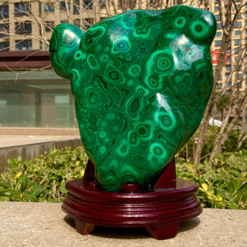13.75LB Natural Polished Malachite Mineral freeform specimen Reiki Stone+base