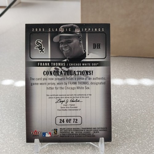 2005 Fleer Classic Clippings MLB Game-Worn Jersey Collection Frank Thomas - Picture 2 of 2