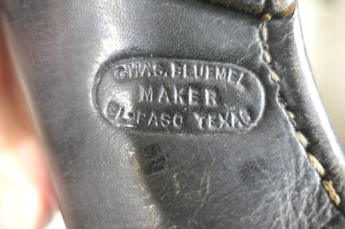 Vintage Chas Bluemel Right Hand RH Leather Thumb Break Belt Gun Holster 10" H - Picture 4 of 7