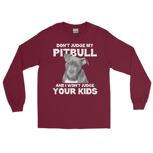 Don't Judge Pitbull Pet Lovers Cute Dogdad Dogmom Gift Long Sleeve - Picture 4 of 13