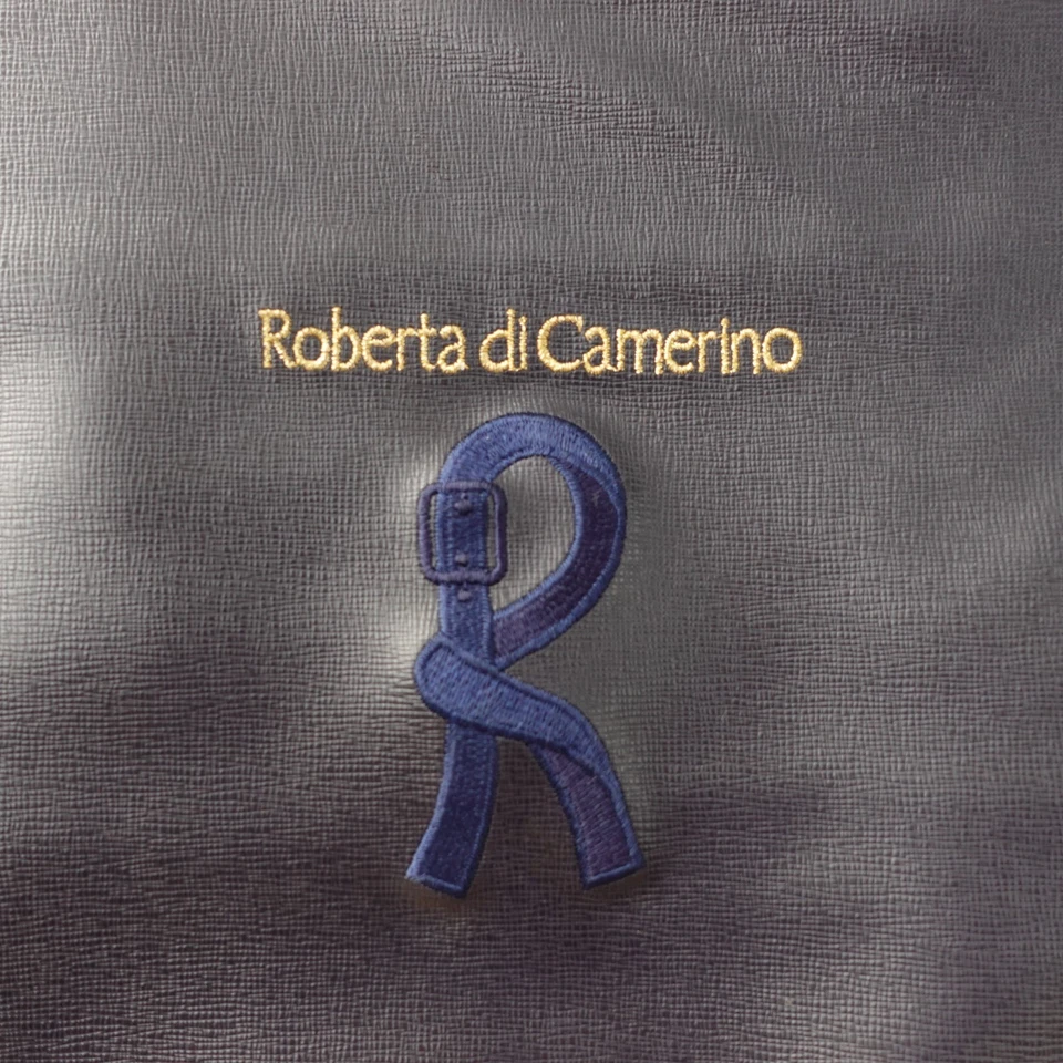Roberta Di Camerino Bolso Cartera de Hombro Bolso Italiano Logo Azul Marino PVC Nylon ITALIA 90 Foto 4 de 4