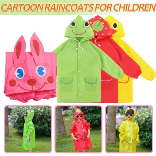 Kids Raincoat Cartoon Shower Proof Hooded Fun Jacket Child Poncho Rain Coat New - Picture 3 of 16