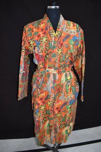 Handmade Dresses Hand Block Kantha Kimono Indian Bath Robe IndIan handamde Pinck Color Farida Khalo Printed Kimono Free Shipping
