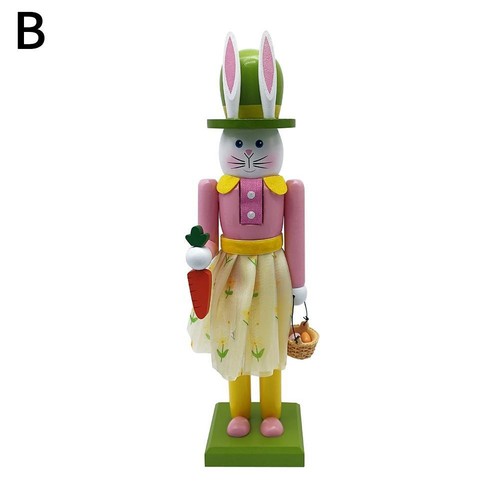 Easter Rabbit Nutcracker 30.8cm Traditional Rabbit Wooden Decorative Orname I5F4 - Bild 16 von 18