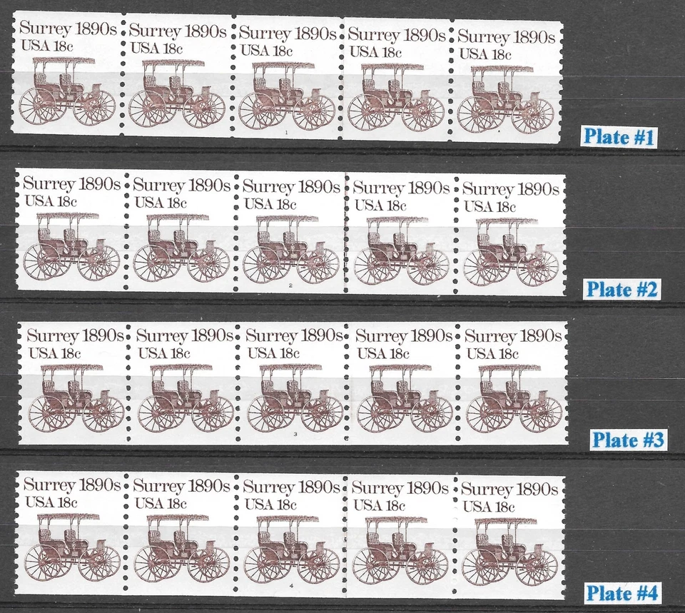 Scott # 1907 18c SURREY PNC5s, Complete SET of 18, QUALITY! Cat.-$205.00 - Image 3 of 4