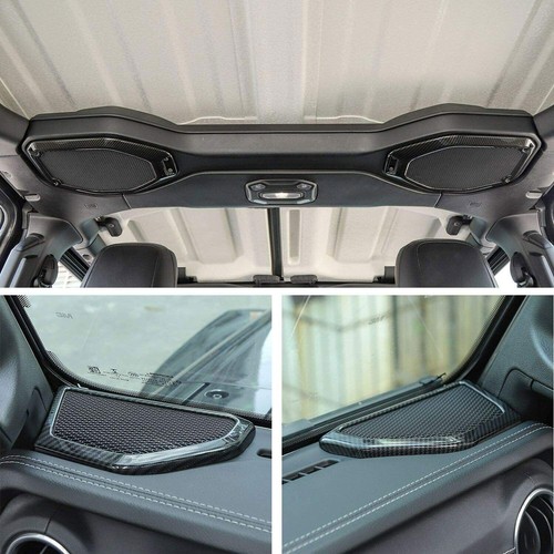 Carbon Fiber Pillar & Roof Speaker Horn Trim Cover for Jeep Wrangler JL JT 2018+ - Picture 5 of 18
