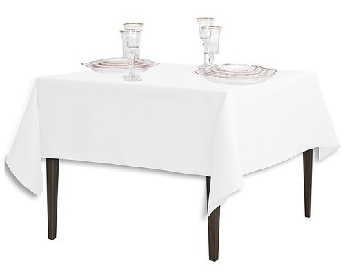 Wedding banquet event White 85" X 85" Square Polyester Tablecloth Table Cover - Picture 2 of 2