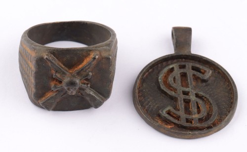 Anhänger $ US Army Ring WW1 Skull Bones WW2 Gothic WWI WWII Gewehr Goth Dollar Set - Bild 19 von 19