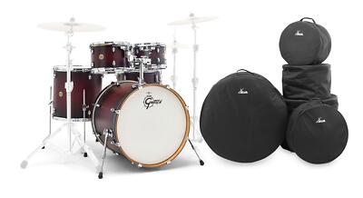 Wunderschönes Ahorn Schlagzeug Shellset von Gretsch in Cherry im Set mit Taschen