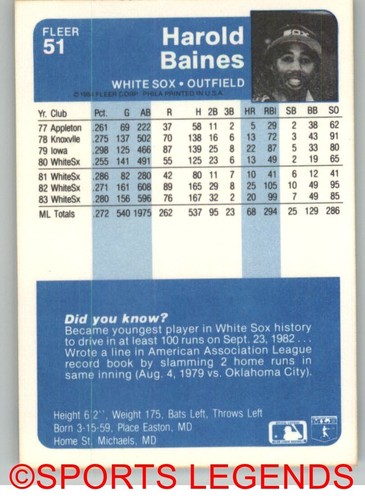 1984 Fleer MLB #1-100 - Picture 103 of 201