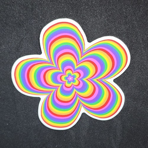 Rainbow Flower Sticker - Cute 3 inch by 3 inch Vinyl Waterproof - Psychedelic - Picture 6 of 6