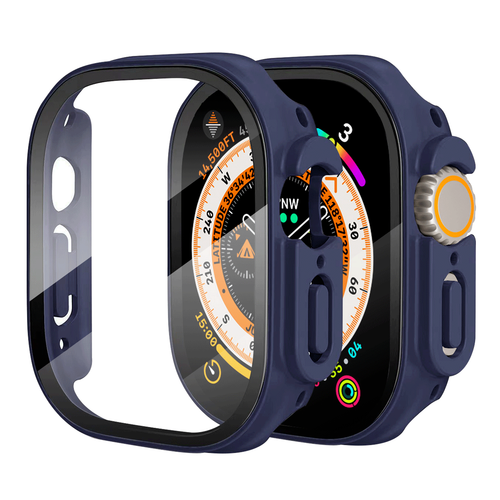 For Apple Watch Series Ultra 49mm Dark Blue Hard PC Screen Protector Full Case - 第 2/7 張圖片
