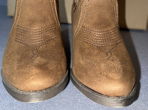 Botas altas de gamuza occidental Sugar Tammy para mujer 6,5 M coñac tacones en bloque punta - Imagen 7 de 11