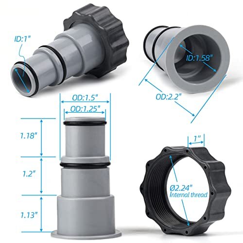 2 Pack Replacement Threaded Pool Hose Connector Adapter with Collar - Picture 7 of 7