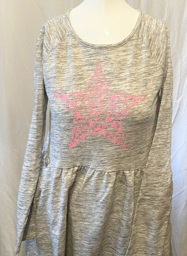 💗 Circo Gray Dress w/ Pink Star Girls Size XL (14/16) 486 - Picture 5 of 11