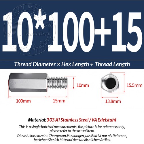 M2-M10 Male-Female Stainless Steel Hex Standoff Screw Spacer Pillar Hex Support - Picture 173 of 180