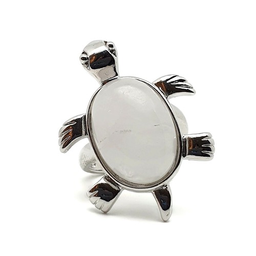 Tortoise Ring Gemstone Cocktail Boho Chakra Crystal Adjustable Silver Plated - Picture 41 of 99