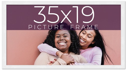 35x19 Frame White Real Wood Picture Frame Width 0.75 inches | Interior Frame Dep