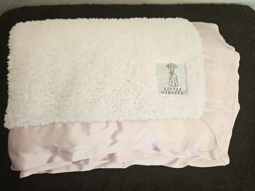 Little Giraffe Light Pink Plush Baby Blanket Soft Chenille Satin Trim - Picture 6 of 7