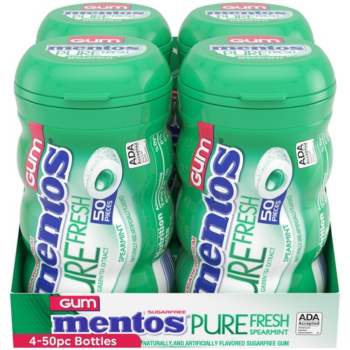 Mentos Pure Fresh Spearmint Gum – Sugar-Free with Xylitol, 50 Pieces, Bulk Pack - Picture 2 of 6
