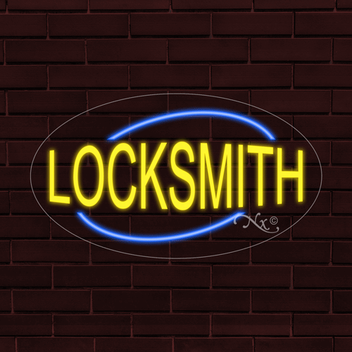 NEW "LOCKSMITH" w/BORDER OVAL 28x16 INCH LED FLEX WINDOW/WALL INDOOR SIGN 34239 - Picture 1 of 1