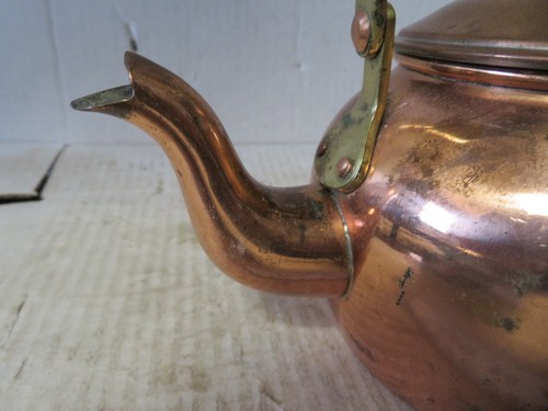 Vintage Tagus Portugal No. R.50 Solid Copper Goose Neck Tea Pot Kettle 32 oz. - Picture 8 of 15