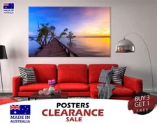 Scenic Sunset Pier Lake Thailand 70x50cm Poster Prints